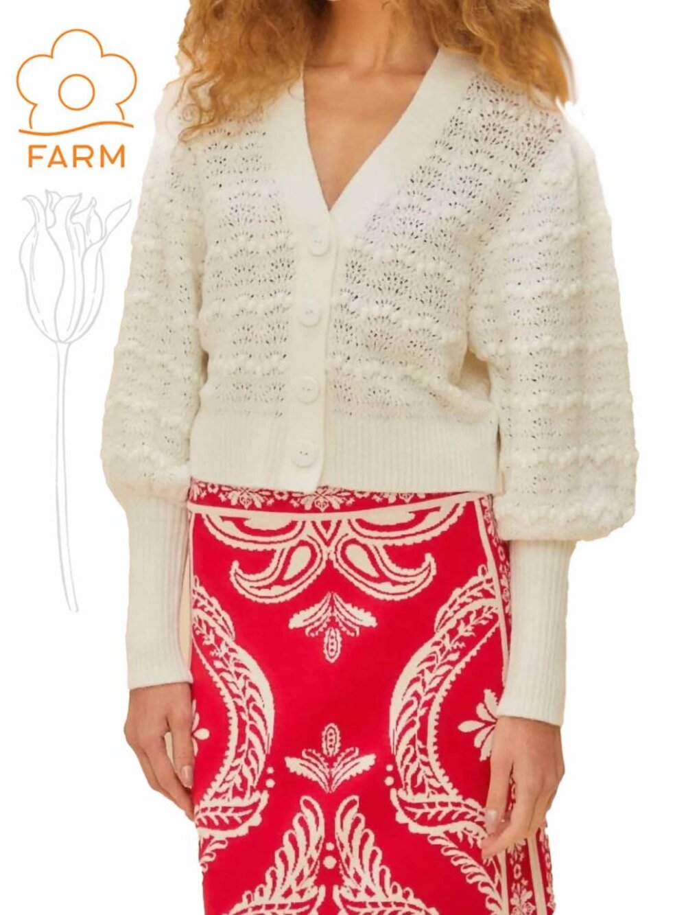 White Lace Stitch Knit Crop Cardigan